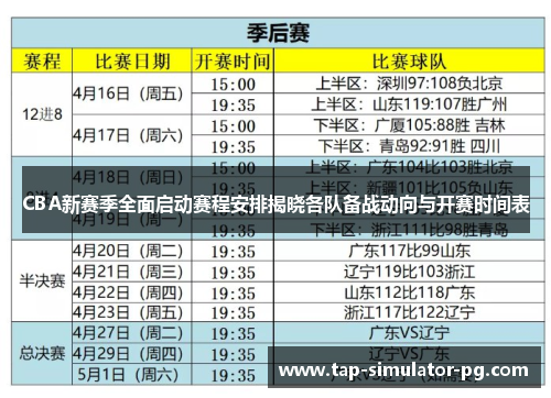CBA新赛季全面启动赛程安排揭晓各队备战动向与开赛时间表